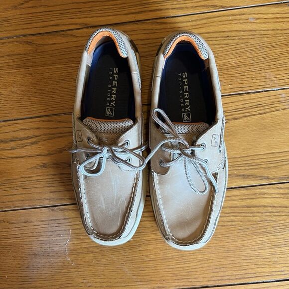 Mens Sperry Top Slider Original Tan Brown Leather Boat Shoe 077924 Size 8.5M - Picture 7 of 12